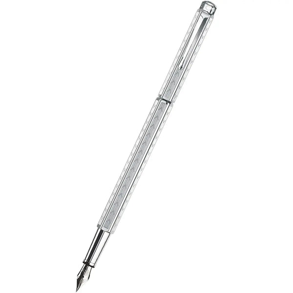 Caran d Ache Ecridor Fountain Pen - Chevron - Rhodium Trim-Pen Boutique Ltd