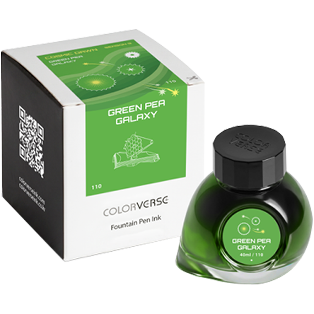 Colorverse Season 9 : Cosmic Dawn Ink Bottle No. 110 – Green Pea Galaxy 40ml-Pen Boutique Ltd