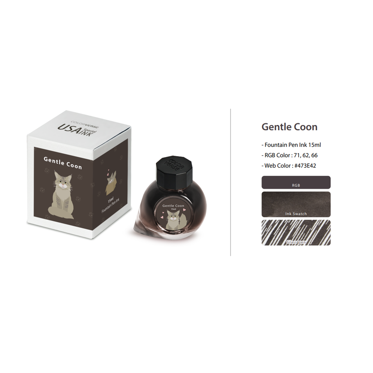 Colorverse USA Special Ink Bottle - Gentle Coon - 15 ml-Pen Boutique Ltd