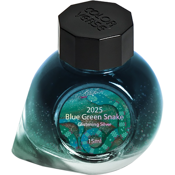 Colorverse Ink Bottle - 2025 Blue Green Snake - Glistening Silver - 15ml-Pen Boutique Ltd
