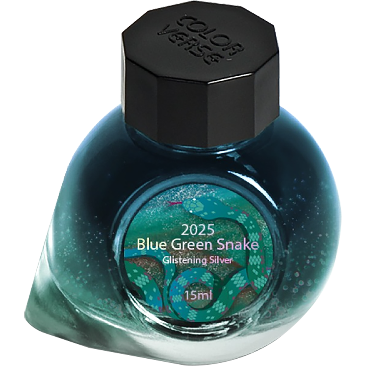 Colorverse Ink Bottle - 2025 Blue Green Snake - Glistening Silver - 15ml-Pen Boutique Ltd
