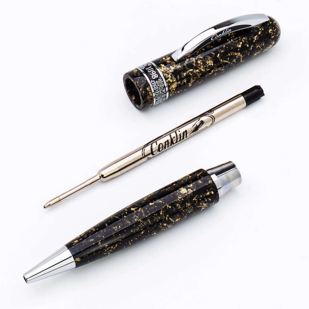 Conklin 1898 Collection Ballpoint Pen - Solaris Black - Chrome Trim (Limited Edition)-Pen Boutique Ltd