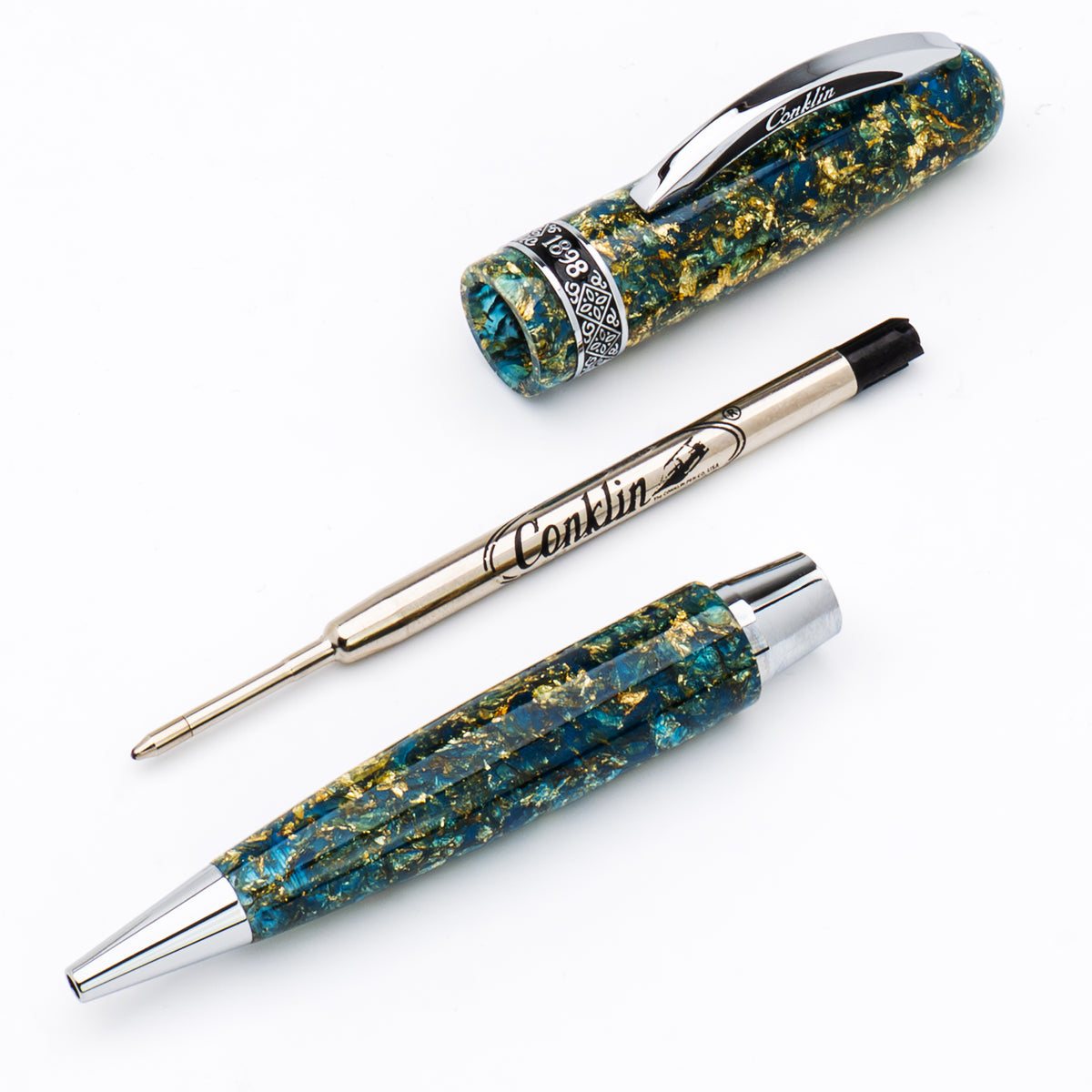 Conklin 1898 Collection Ballpoint Pen - Solaris Blue - Chrome Trim (Limited Edition)-Pen Boutique Ltd
