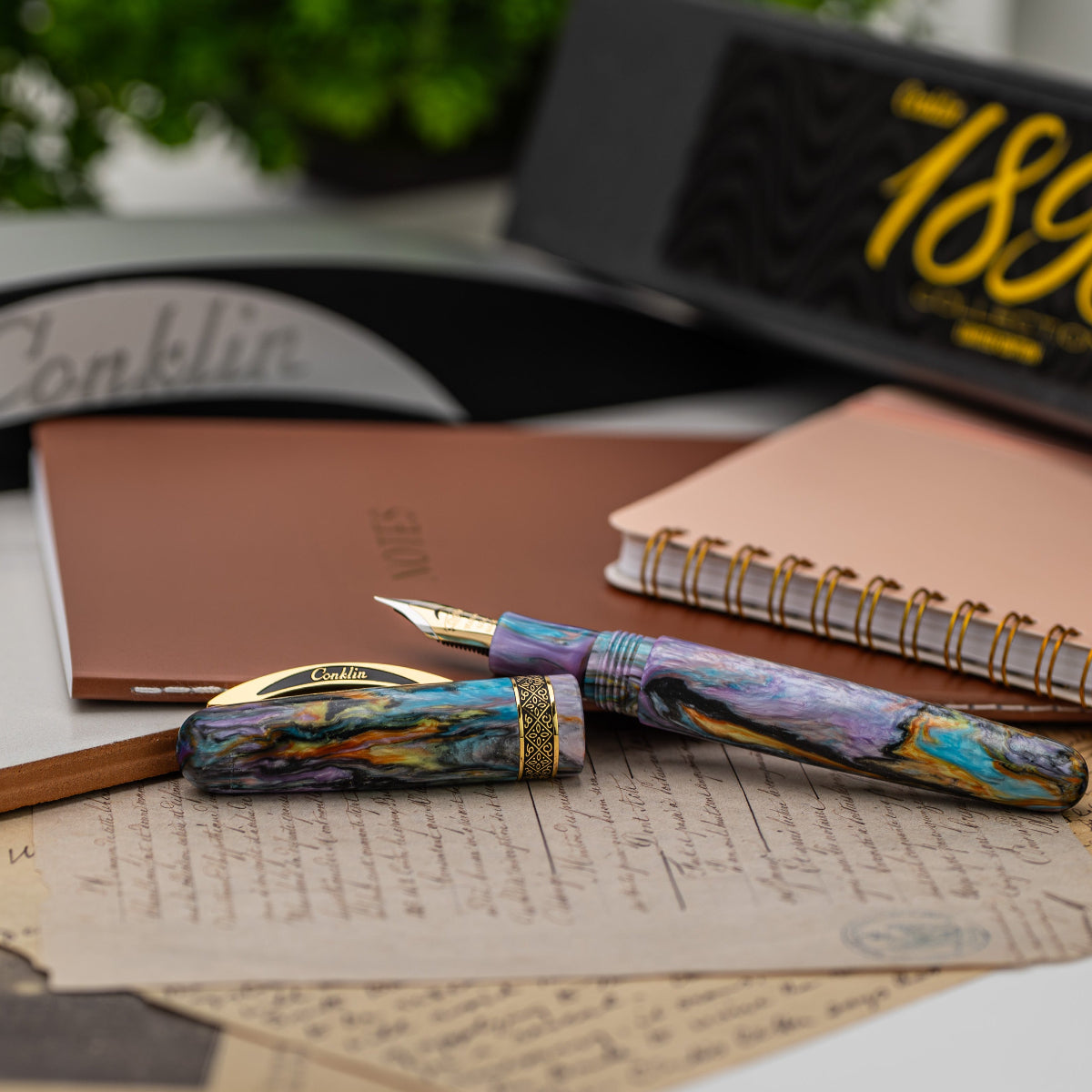 Conklin 1898 Collection Fountain Pen - Primary Manipulation 4.5 - Yellow Gold Trim (Limited Edition)-Pen Boutique Ltd