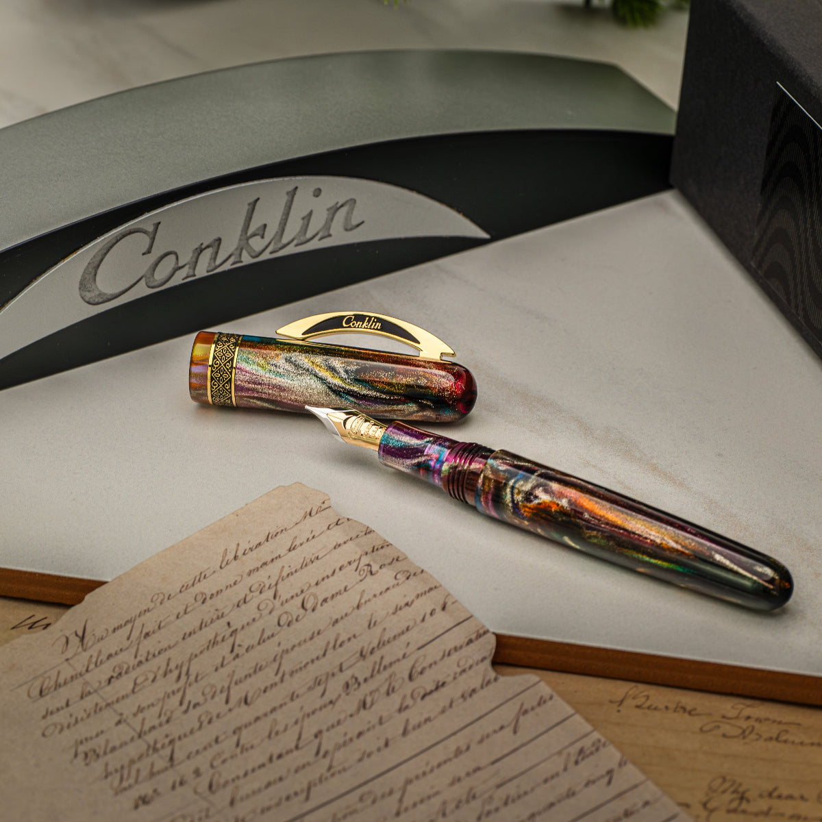 Conklin 1898 Collection Fountain Pen - Primary Manipulation 5.0 - Yellow Gold Trim (Limited Edition)-Pen Boutique Ltd