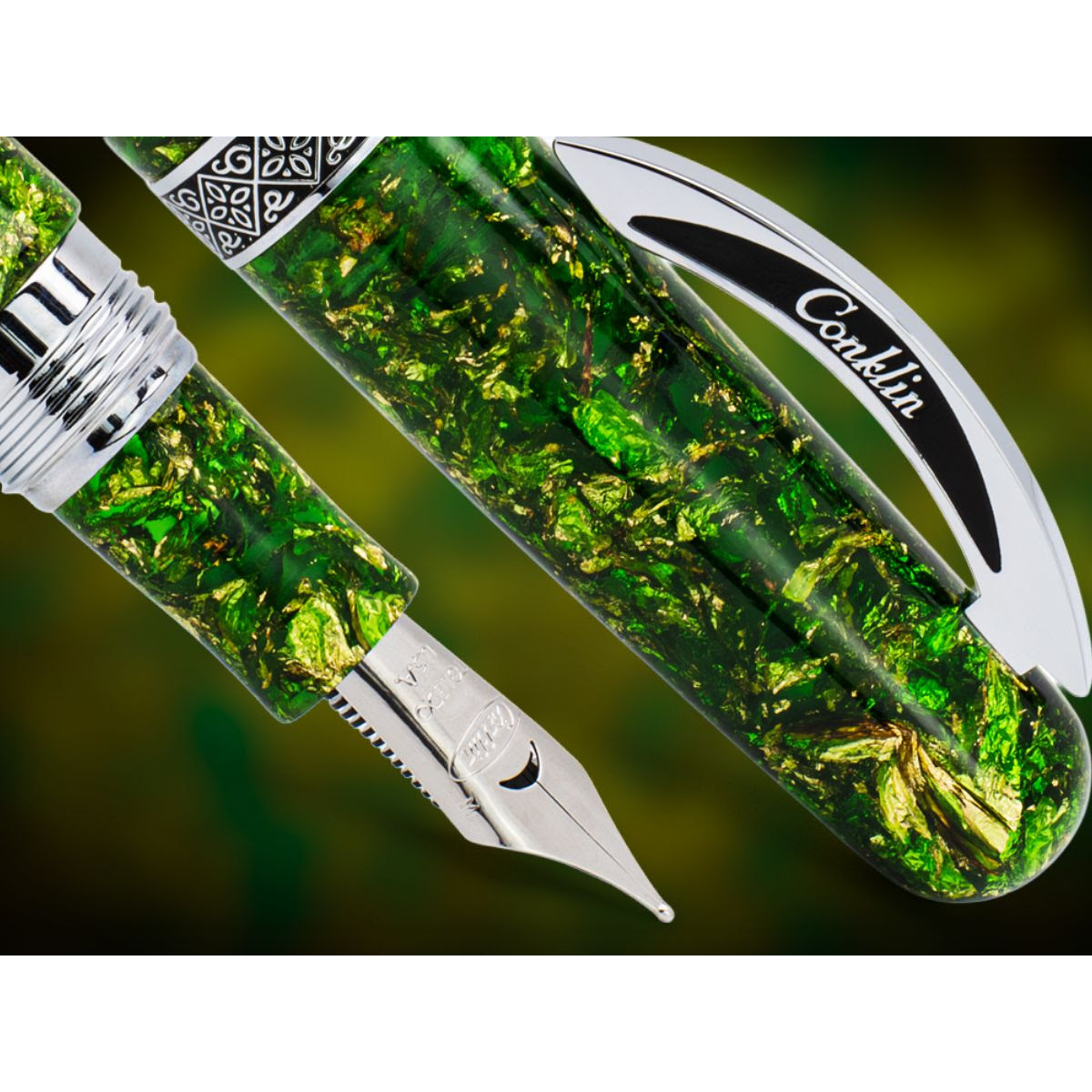 Conklin 1898 Collection Fountain Pen - Solaris Green - Chrome Trim (Limited Edition)-Pen Boutique Ltd