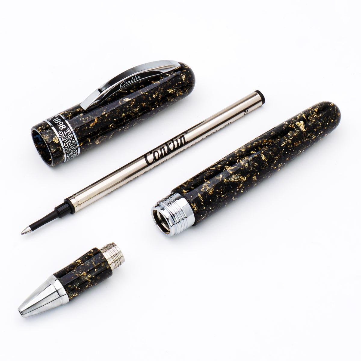Conklin 1898 Collection Rollerball Pen - Solaris Black - Chrome Trim (Limited Edition)-Pen Boutique Ltd