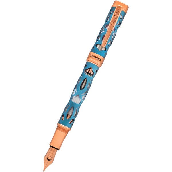 Conklin Endura Fountain Pen - Deco Crest Demo Blue - Rose Gold Trim-Pen Boutique Ltd