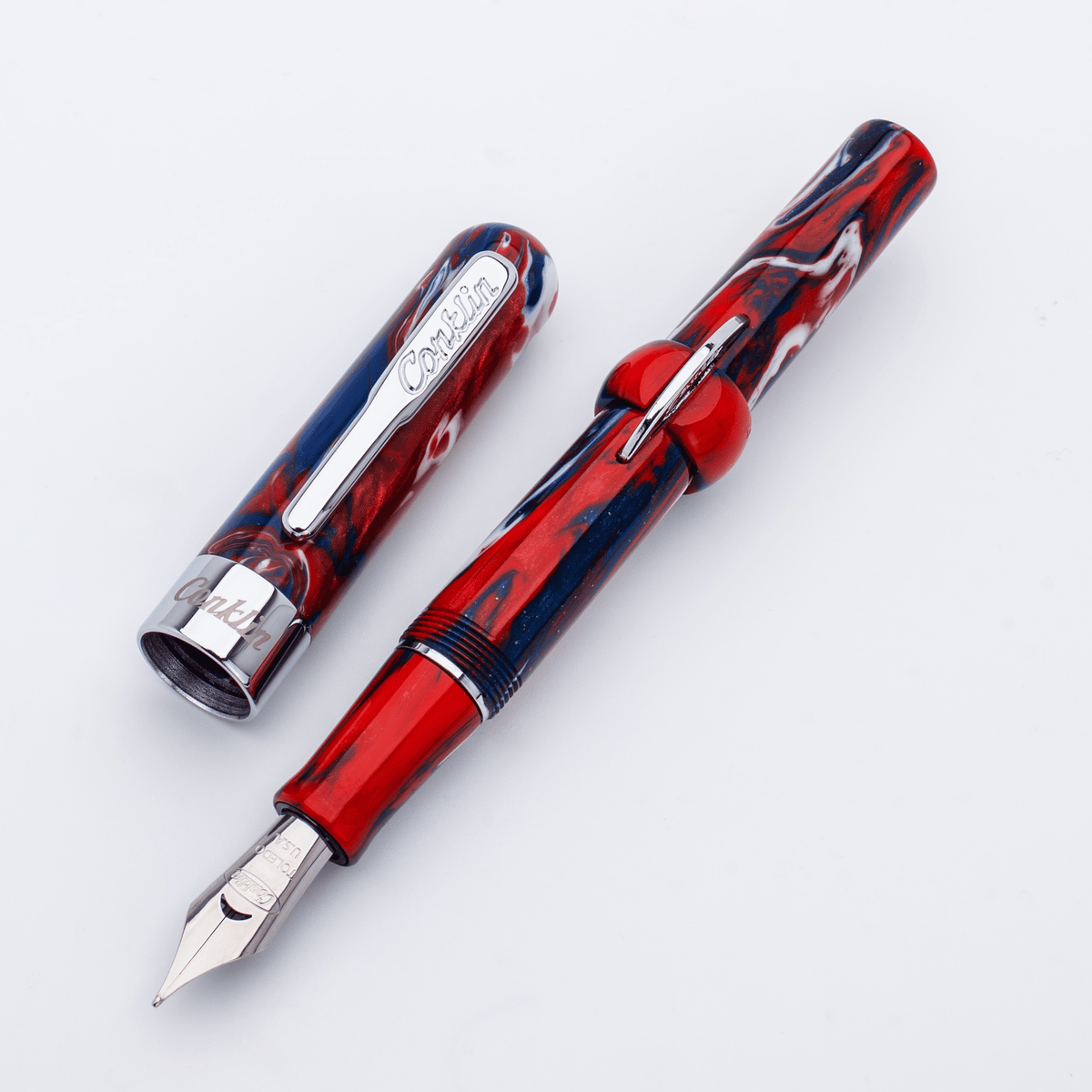 Conklin Mark Twain Crescent Fountain Pen - Limited Edition - USA 250 - Chrome Trim - Pen Boutique Ltd