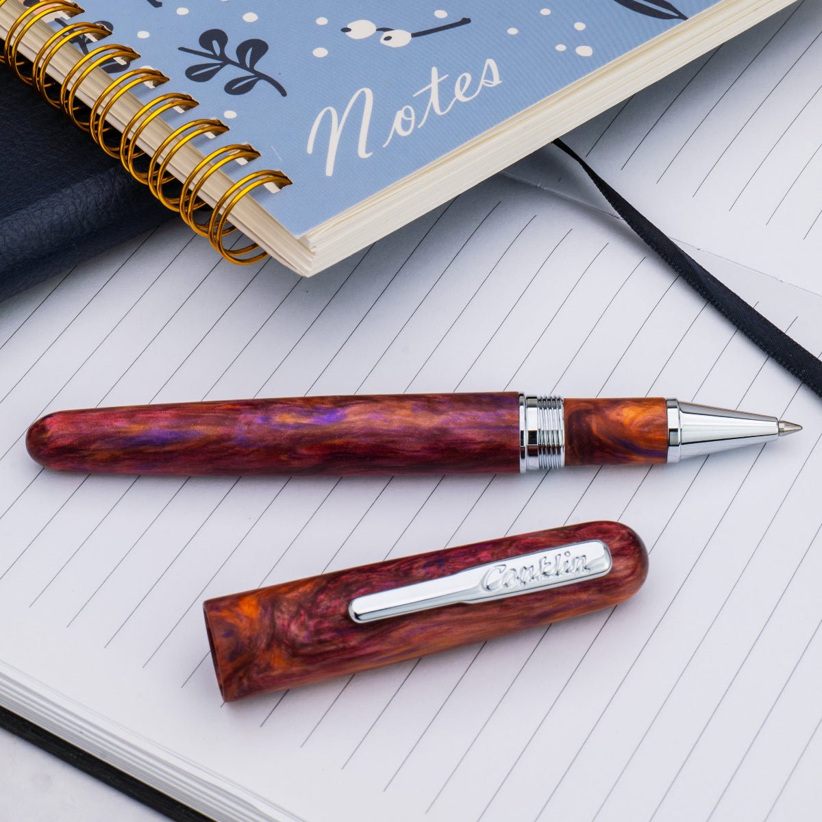Conklin Streamline Rollerball Pen - Matte Sunset Medley - Chrome Trim (Limited Edition) - Pen Boutique Ltd