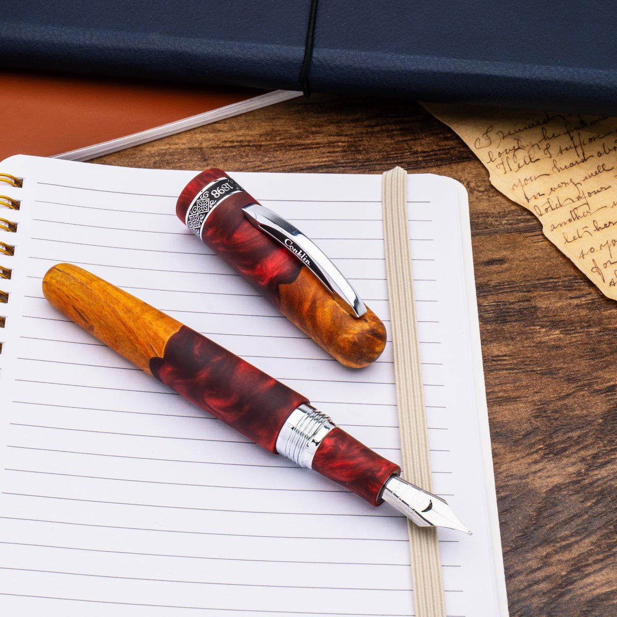 Conklin 1898 Collection Fountain Pen - Spectra Burgundy Fusion - Chrome Trim (Limited Edition) - Pen Boutique Ltd