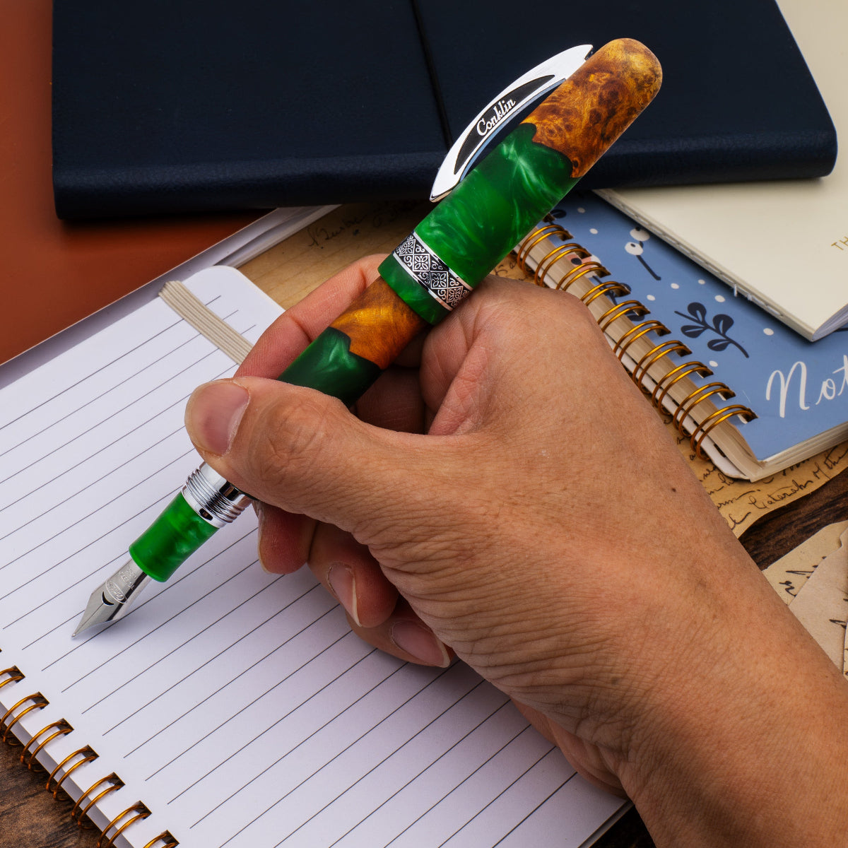 Conklin 1898 Collection Fountain Pen - Spectra Green Fusion - Chrome Trim (Limited Edition)