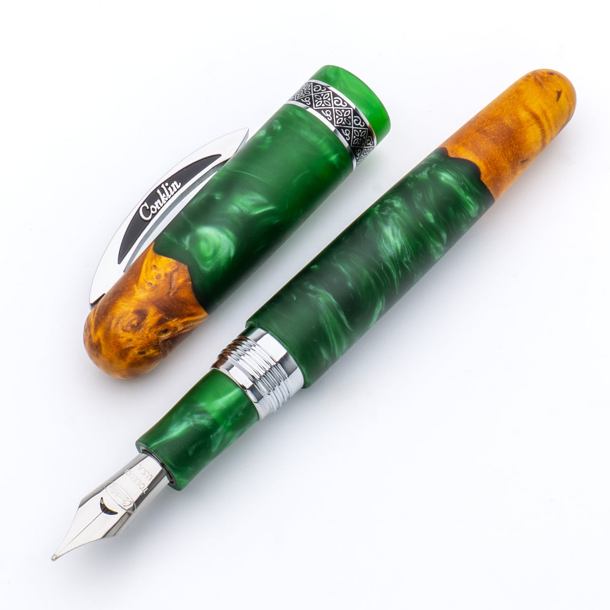 Conklin 1898 Collection Fountain Pen - Spectra Green Fusion - Chrome Trim (Limited Edition)