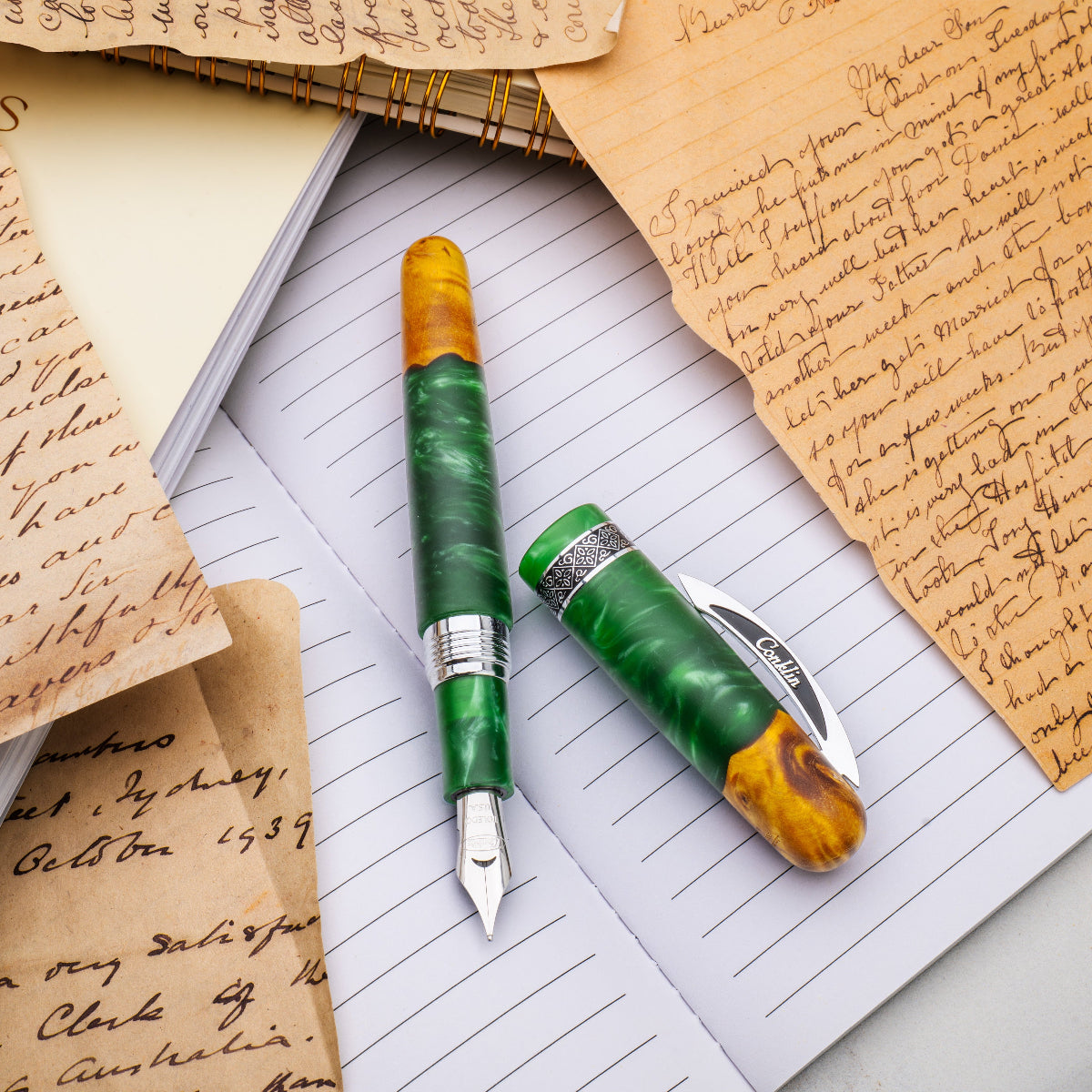 Conklin 1898 Collection Fountain Pen - Spectra Green Fusion - Chrome Trim (Limited Edition)