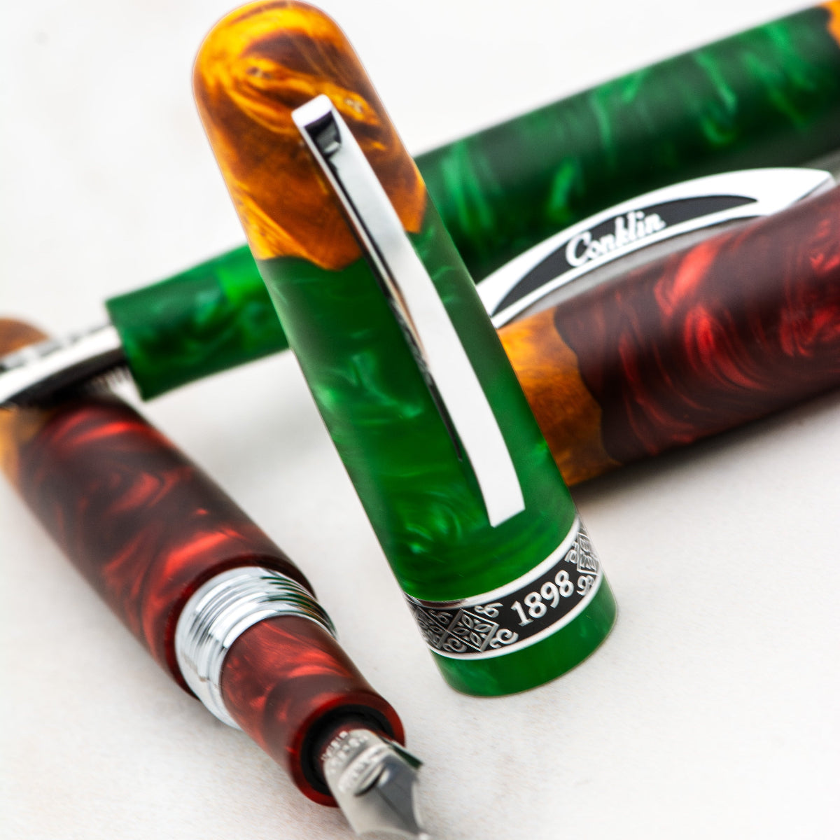 Conklin 1898 Collection Fountain Pen - Spectra Green Fusion - Chrome Trim (Limited Edition)