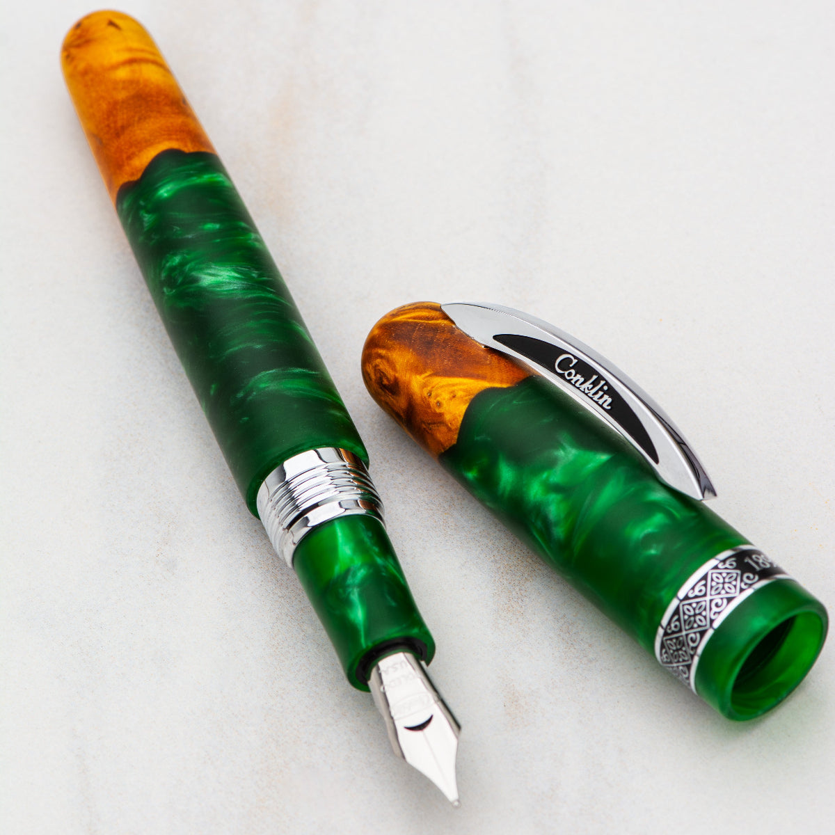 Conklin 1898 Collection Fountain Pen - Spectra Green Fusion - Chrome Trim (Limited Edition)