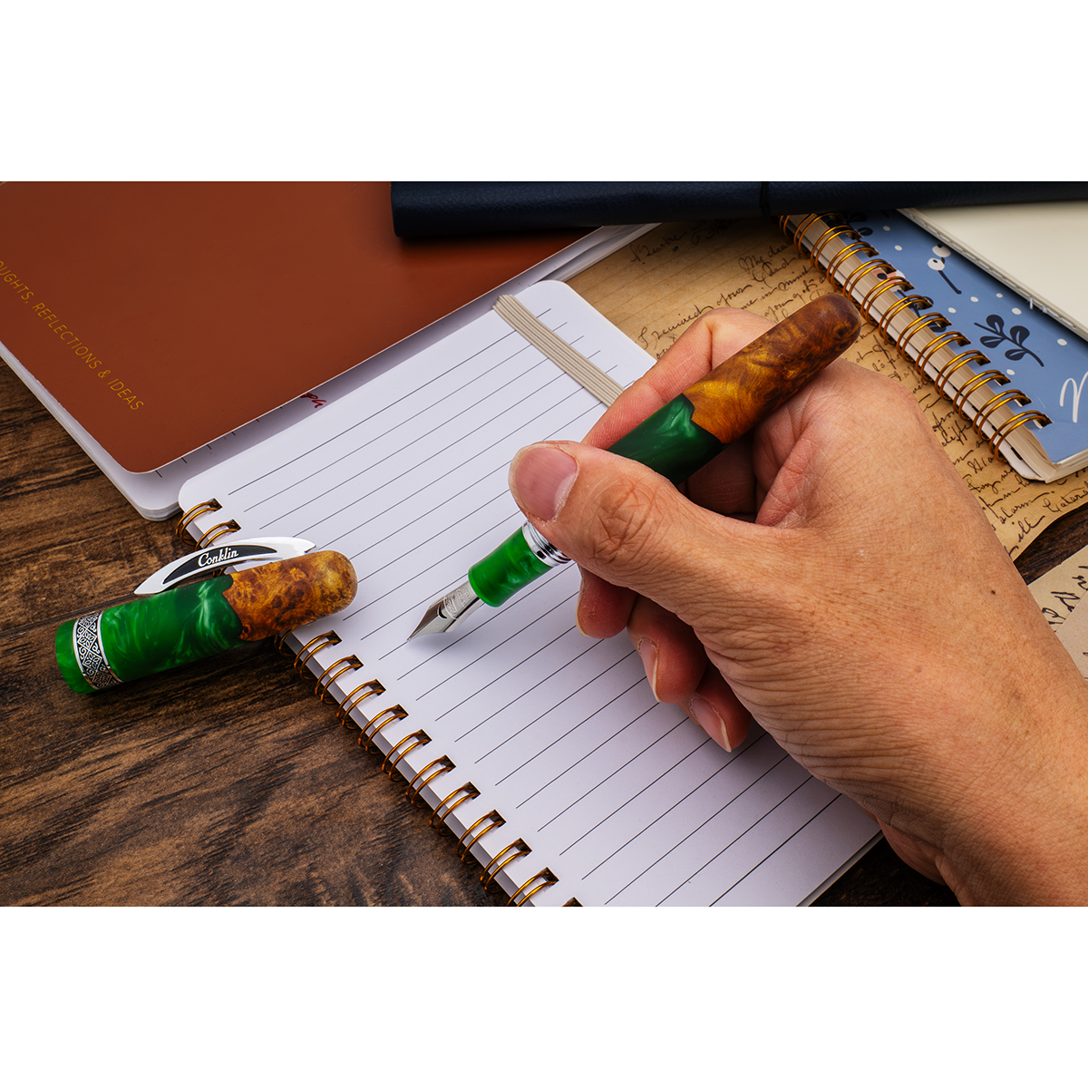 Conklin 1898 Collection Fountain Pen - Spectra Green Fusion - Chrome Trim (Limited Edition)
