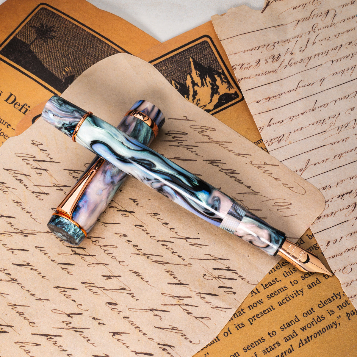 Conklin Duragraph Fountain Pen - Brooks Red Abalone - Rose Gold Plated Trim Limited Edition (Pen Boutique Exclusive)-Pen Boutique Ltd