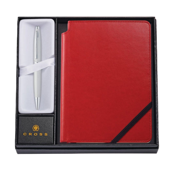 Cross Calais Gift Set - Satin Chrome (Ballpoint Pen w/ Journal)-Pen Boutique Ltd