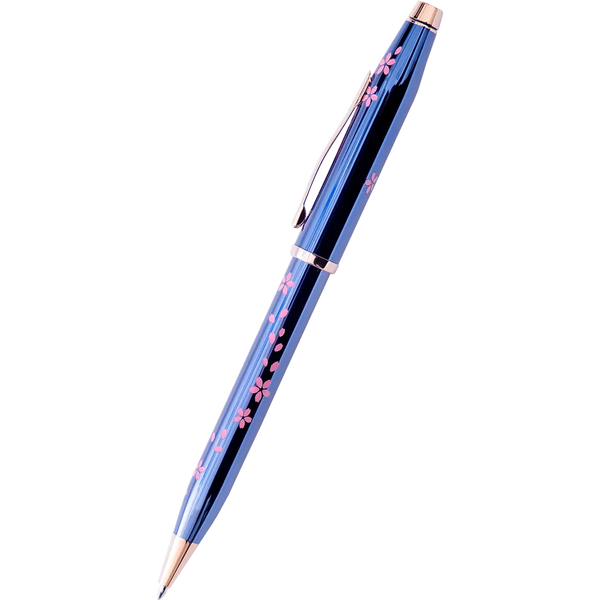 Cross Century II Ballpoint Pen - Cherry Blossom - Translucent Blue - Rose Gold Trim Cross Pens