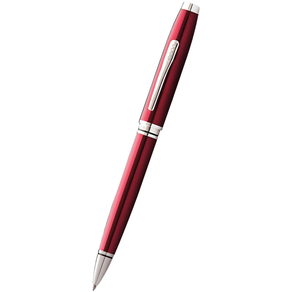 Cross Coventry Ballpoint Pen - Red Lacquer - Polished Chrome-Pen Boutique Ltd