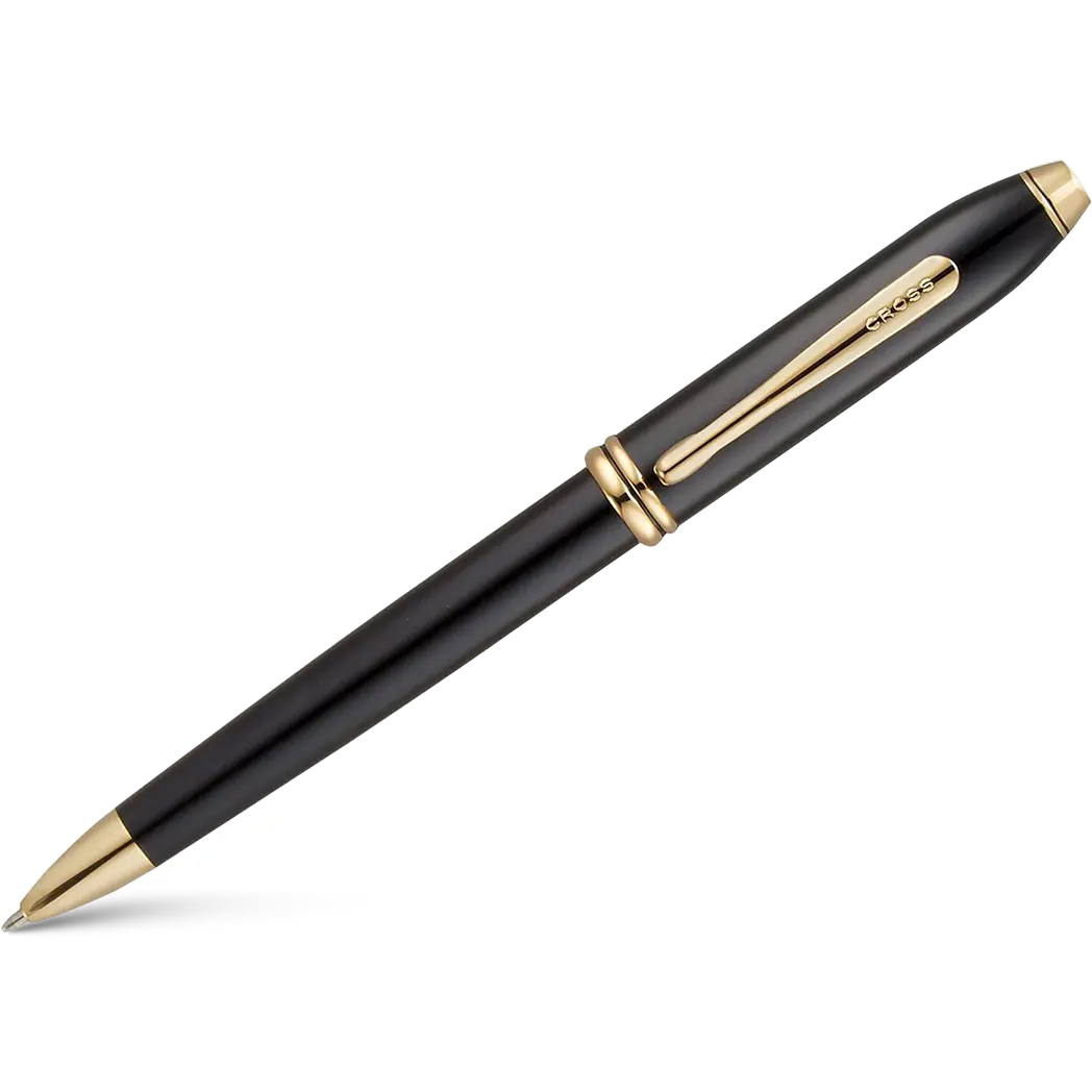 Cross Townsend Ballpoint Pen - Black - Gold Trim-Pen Boutique Ltd