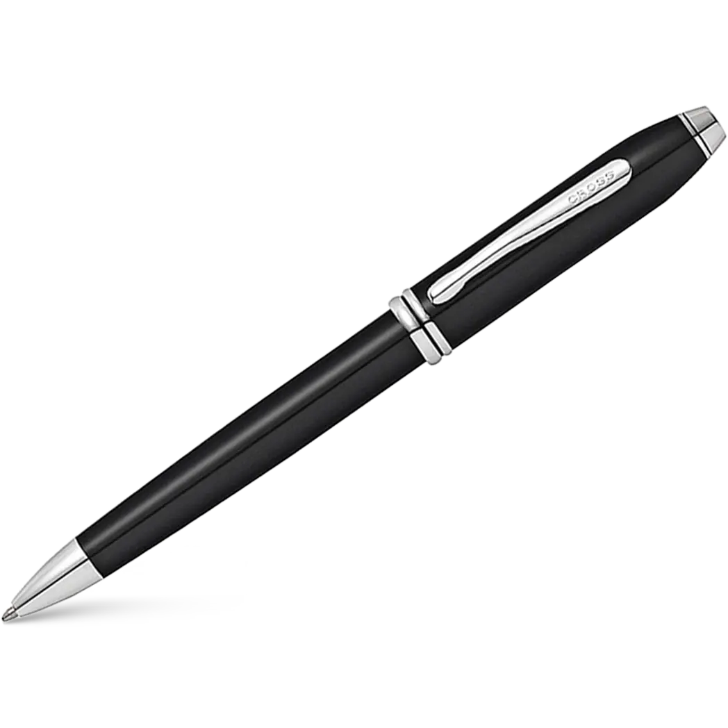 Cross Townsend Ballpoint Pen - Black - Rhodium Trim-Pen Boutique Ltd