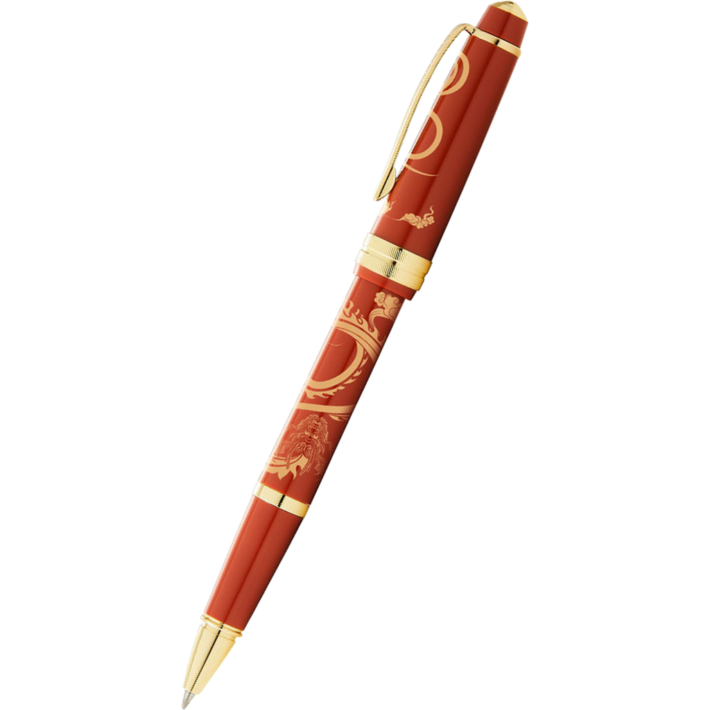 Cross Bailey Light - Year of the Dragon - Selectip Rollerball Pen - Polished Amber Resin and Gold Tone-Pen Boutique Ltd
