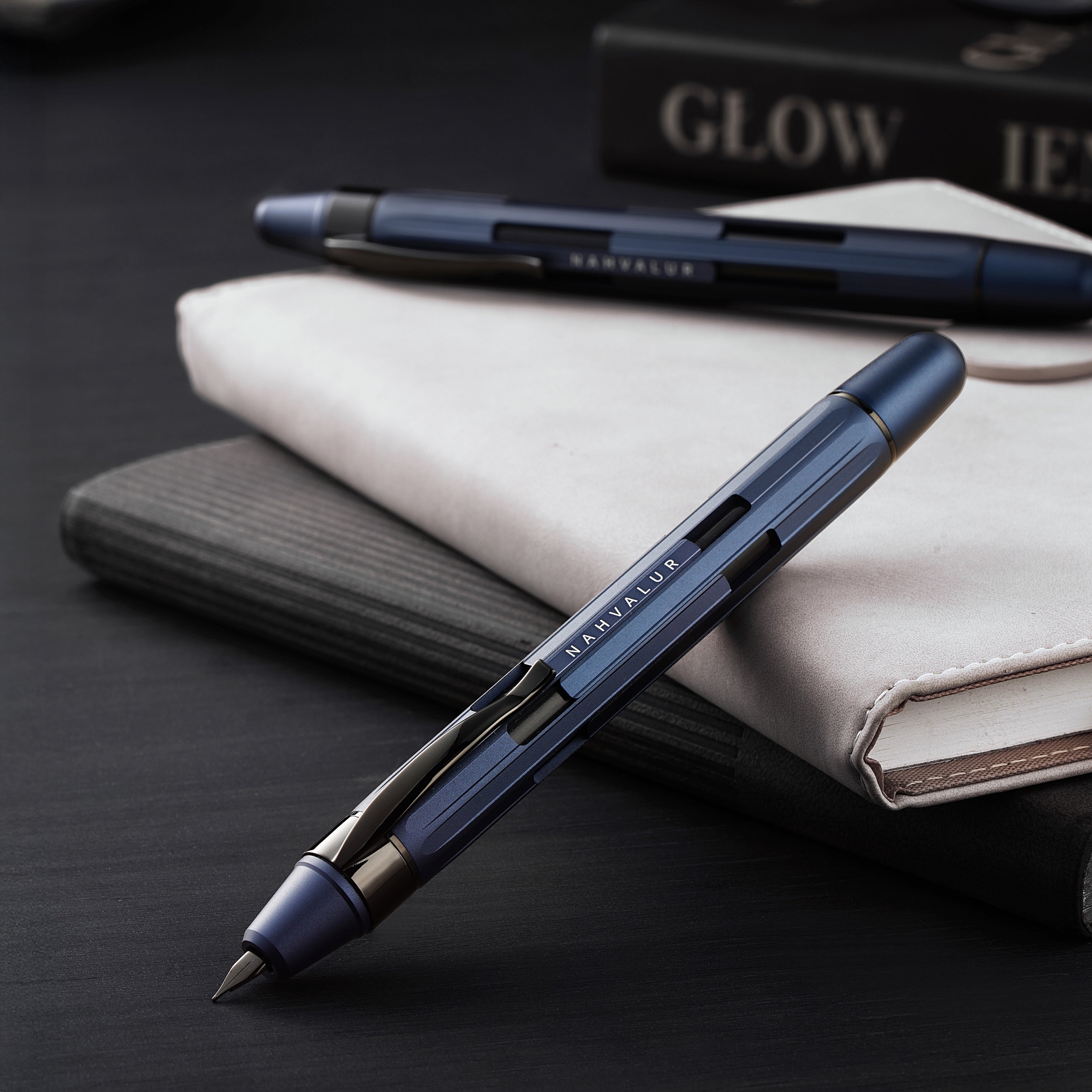 Nahvalur Eclipse Fountain Pen - Cobalt - Black Trim-Pen Boutique Ltd