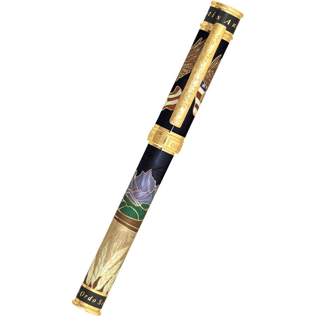 David Oscarson America The Beautiful Fountain Pen - Onyx - Gold Trim (Limited Edition) - Pen Boutique Ltd