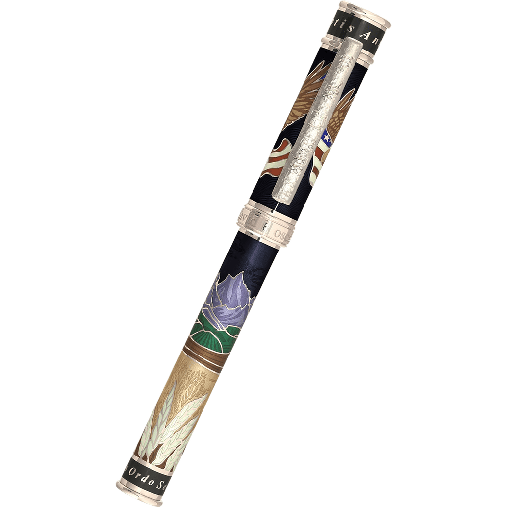 David Oscarson America The Beautiful Fountain Pen - Onyx - Silver Trim (Limited Edition) - Pen Boutique Ltd