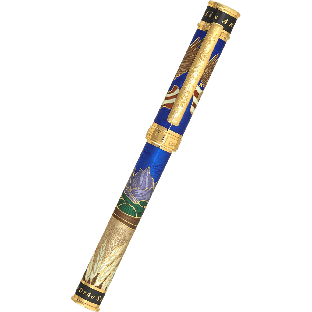 David Oscarson America The Beautiful Fountain Pen - Sapphire - Gold Trim (Limited Edition) - Pen Boutique Ltd