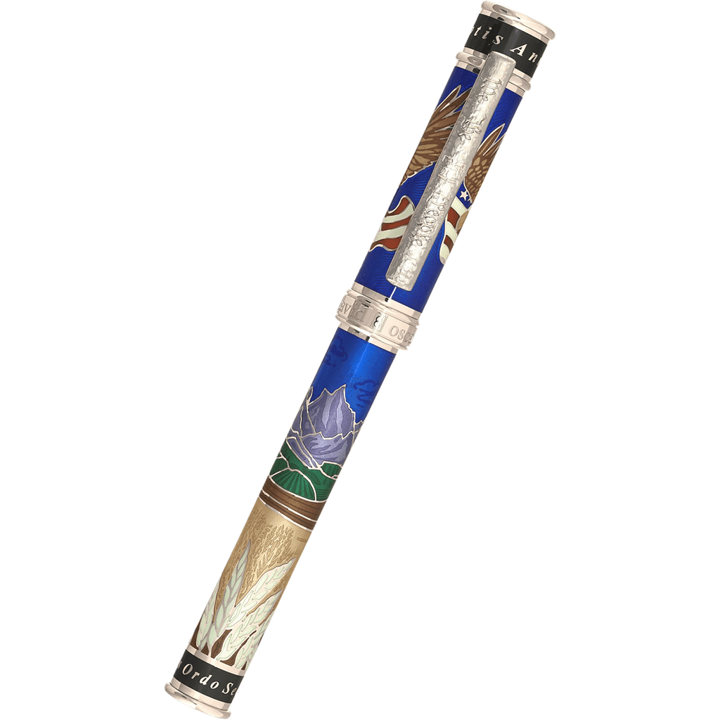 David Oscarson America The Beautiful Fountain Pen - Sapphire - Silver Trim (Limited Edition) - Pen Boutique Ltd