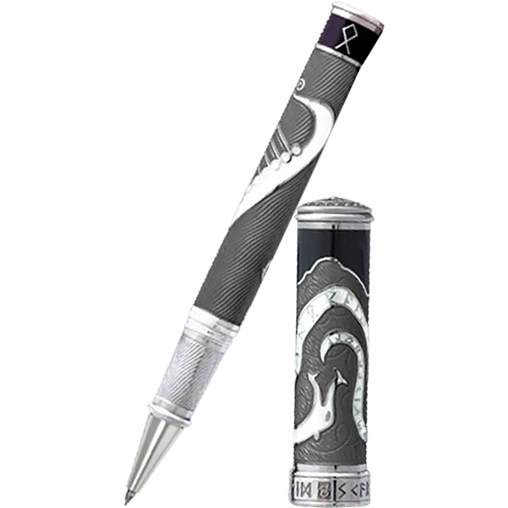 David Oscarson Valhalla Black White and Gray Hard Enamel Rollerball Pen-Pen Boutique Ltd