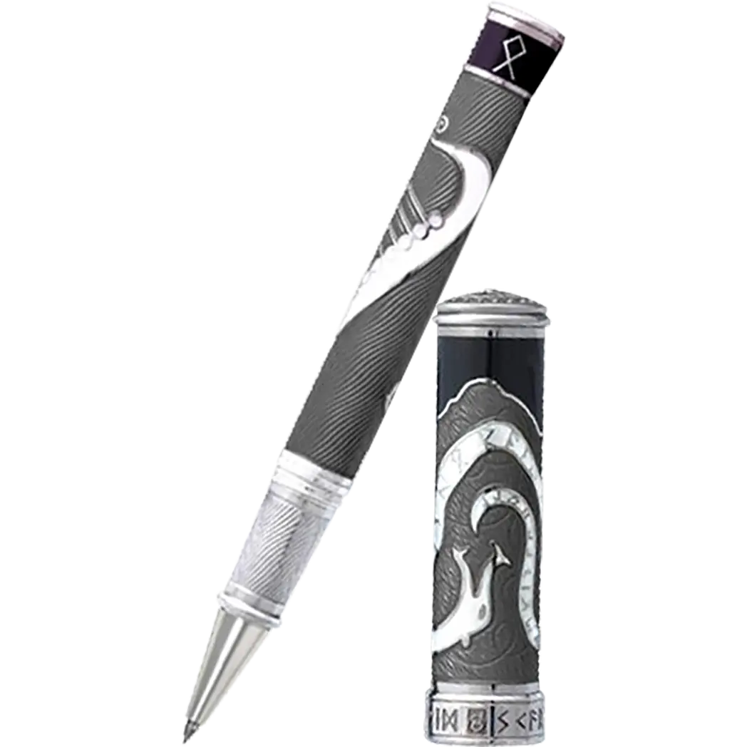 David Oscarson Valhalla Black White and Gray Hard Enamel Rollerball Pen-Pen Boutique Ltd