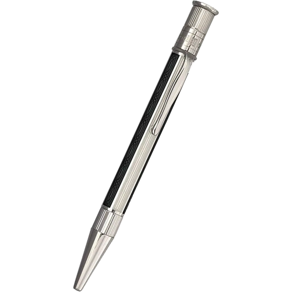 David Oscarson’s Sterling Silver Guilloche and Hard Enamel Ballpoint Pen Black-White-Pen Boutique Ltd