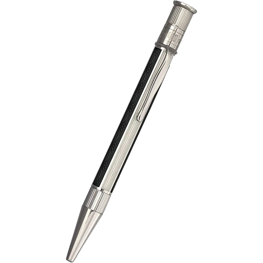 David Oscarson’s Sterling Silver Guilloche and Hard Enamel Ballpoint Pen Black-White-Pen Boutique Ltd