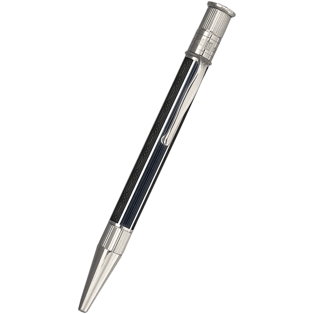 David Oscarson’s Sterling Silver Guilloche and Hard Enamel Ballpoint Pen Enamel Black - Pen Boutique Ltd