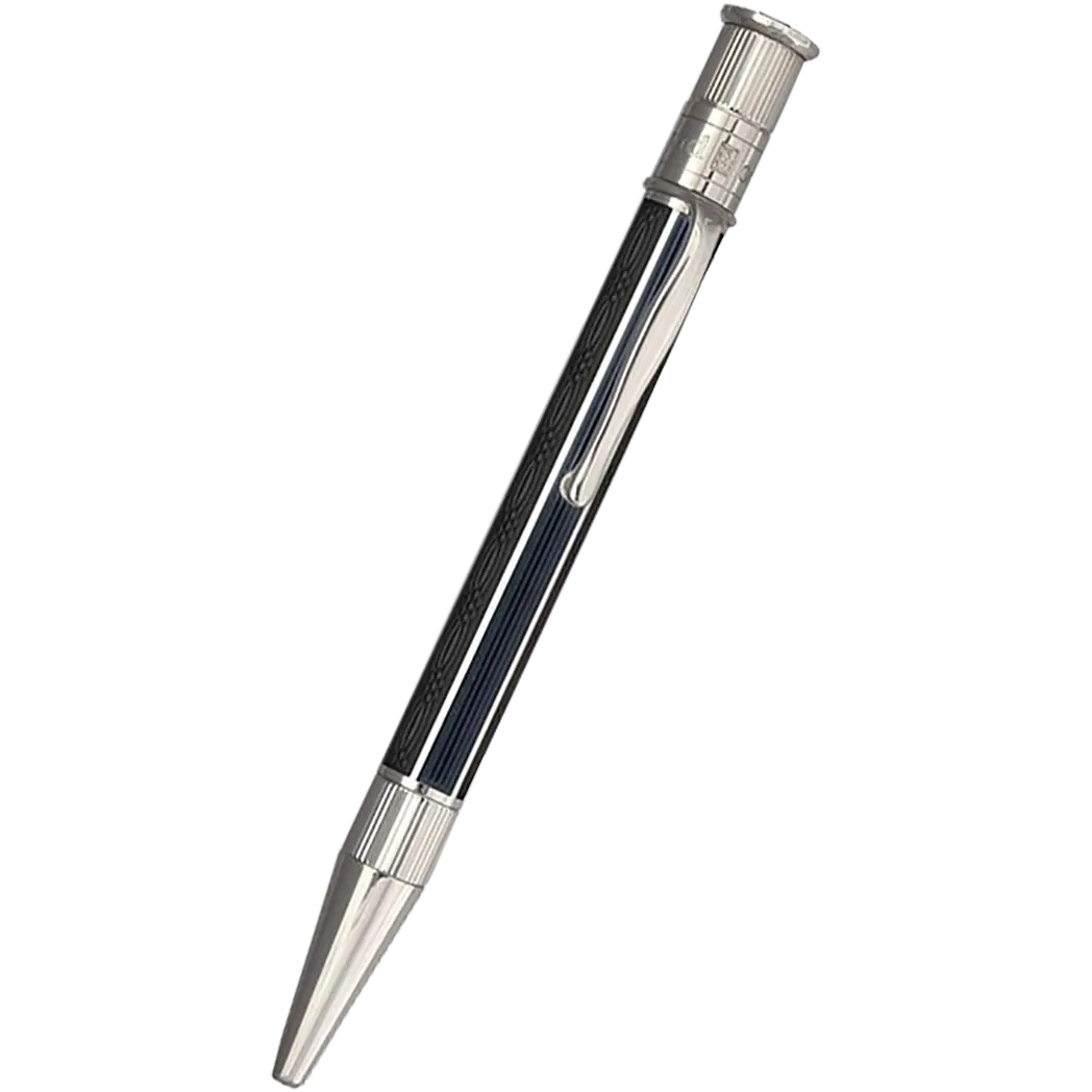 David Oscarson’s Sterling Silver Guilloche and Hard Enamel Ballpoint Pen Enamel Black-Pen Boutique Ltd