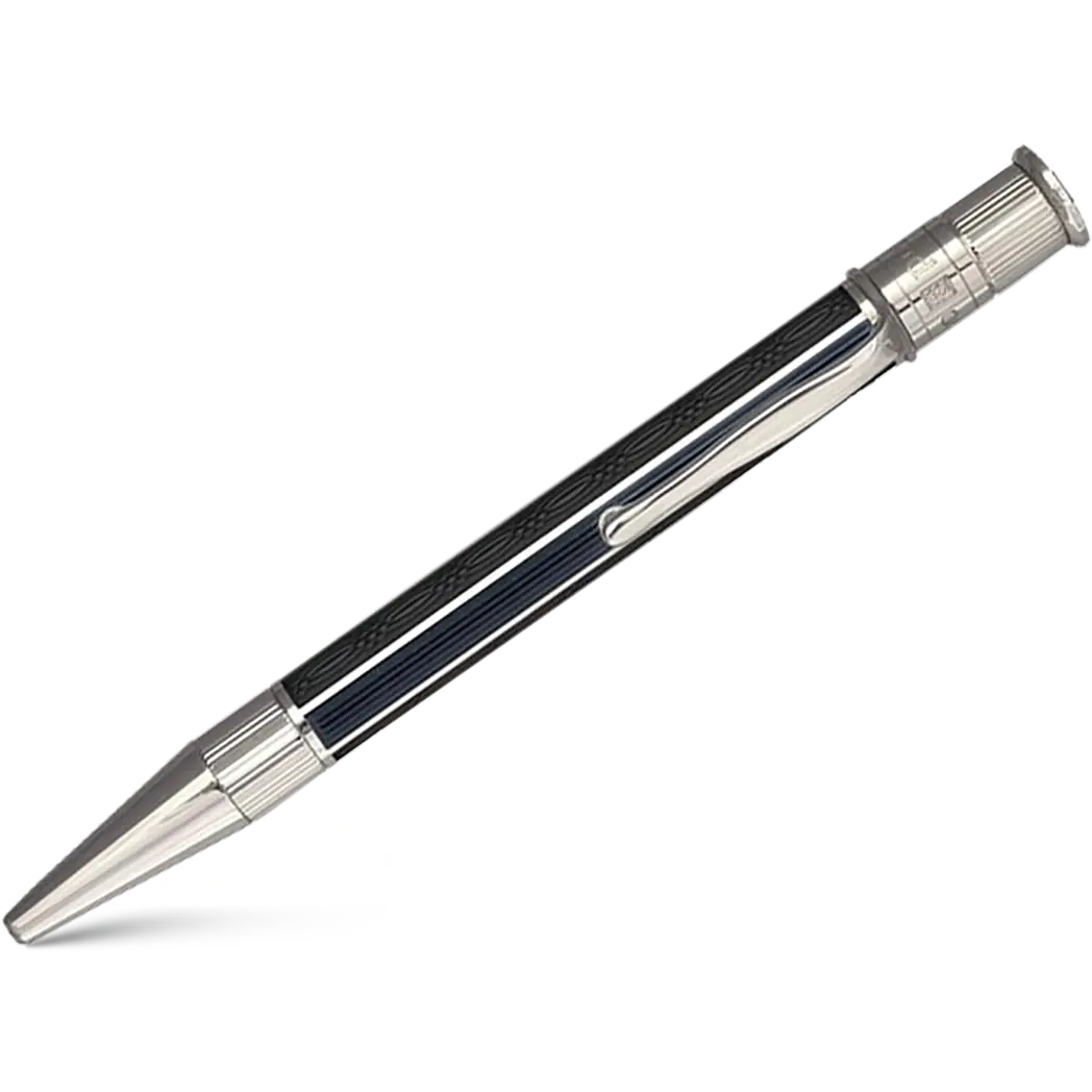 David Oscarson’s Sterling Silver Guilloche and Hard Enamel Ballpoint Pen Enamel Black-Pen Boutique Ltd
