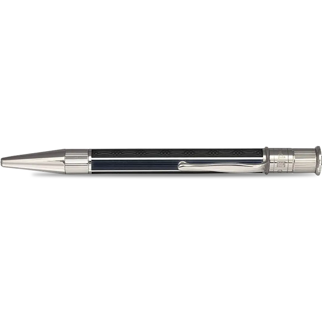 David Oscarson’s Sterling Silver Guilloche and Hard Enamel Ballpoint Pen Enamel Black-Pen Boutique Ltd