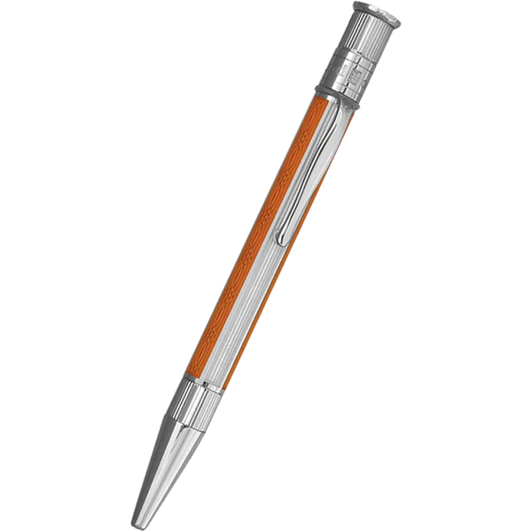 David Oscarson’s Sterling Silver Guilloche and Hard Enamel Ballpoint Pen Enamel Saffron-White-Pen Boutique Ltd