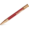 David Oscarson’s Sterling Silver Guilloche and Hard Enamel Ballpoint Pen Ruby Red-Gold Vermei-Pen Boutique Ltd