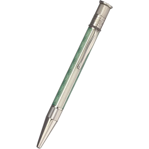 David Oscarson’s Sterling Silver Guilloche and Hard Enamel Ballpoint Pen Sea foam Green-White-Pen Boutique Ltd
