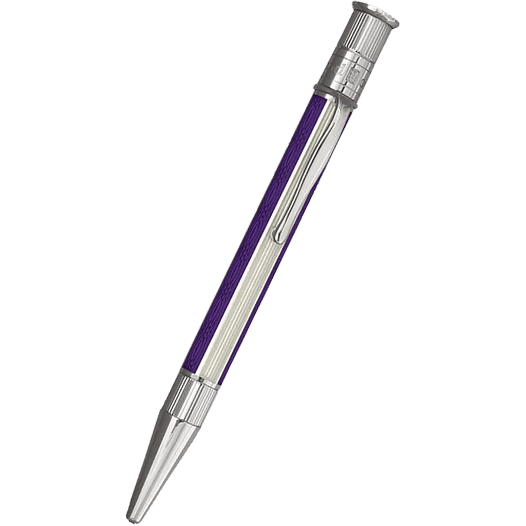 David Oscarson’s Sterling Silver Guilloche and Hard Enamel Ballpoint Pen Violet-White - Pen Boutique Ltd