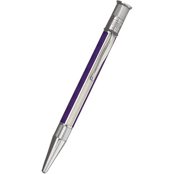 David Oscarson’s Sterling Silver Guilloche and Hard Enamel Ballpoint Pen Violet-White-Pen Boutique Ltd