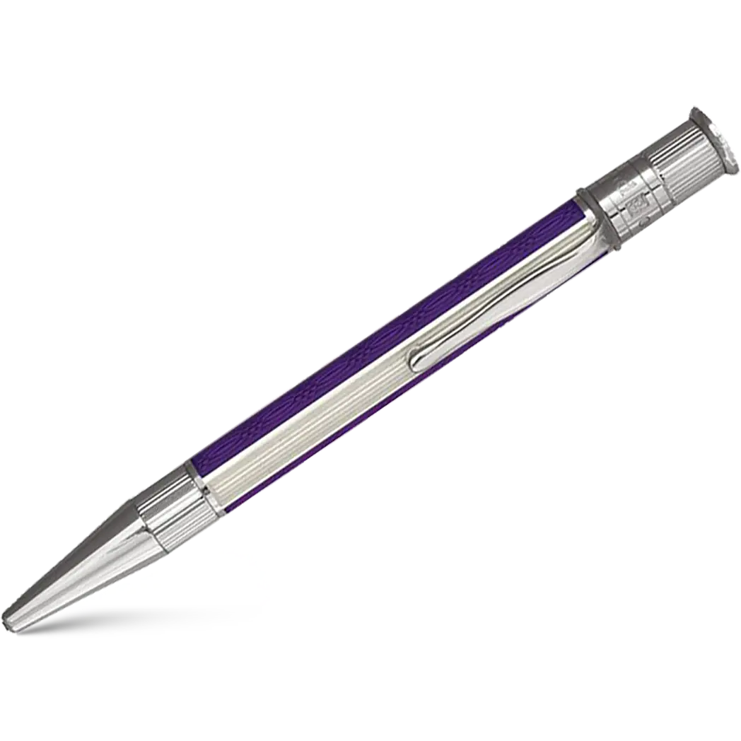 David Oscarson’s Sterling Silver Guilloche and Hard Enamel Ballpoint Pen Violet-White-Pen Boutique Ltd