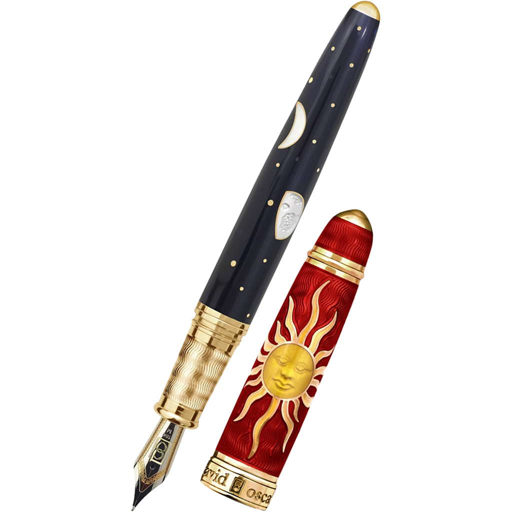 David Oscarson Celestial Fountain Pen - Limited Edition - Fire Red Golden Yellow-Pen Boutique Ltd