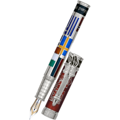David Oscarson Ellis Island Fountain Pen - Ruby Red - Silver Trim
