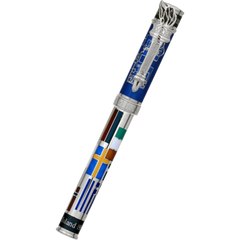 David Oscarson Ellis Island Rollerball Pen - Sapphire Blue - Silver Trim-Pen Boutique Ltd